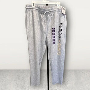 NWT 🏈 MENS NEW ORLEANS SAINTS LOUNGE PANTS GRAY 2XL DRAWSTRING & POCKETS 🏈